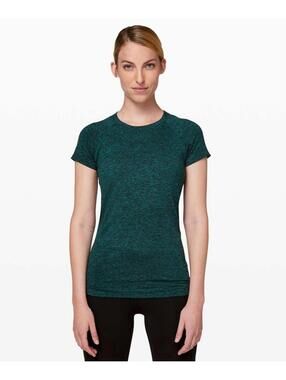 Lululemon Women‎ Bermuda Teal Black Mandala Swiftly Speed Short Sleeve Shirt 4